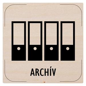 Ceduľka na dvere - Archív - piktogram, drevená tabuľka, 80 x 80 mm