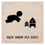 Ceduľka na dvere - Detský kútik - piktogram, drevená tabuľka, 80 x 80 mm