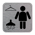 Ceduľka na dvere - Šatňa so sprchou muži, hliníková tabuľka, 80 x 80 mm
