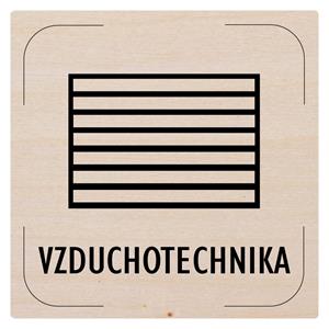 Ceduľka na dvere - Vzduchotechnika - piktogram, drevená tabuľka, 80 x 80 mm