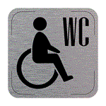 Ceduľka na dvere - WC invalidi, hliníková tabuľka, 80 x 80 mm