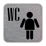 Ceduľka na dvere - WC muži, hliníková tabuľka, 80 x 80 mm