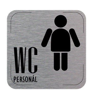 Ceduľka na dvere - WC personál muži, hliníková tabuľka, 80 x 80 mm