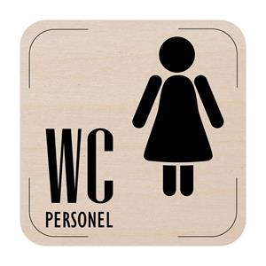 Ceduľka na dvere - WC personál ženy, drevená tabuľka, 80 x 80 mm