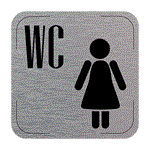 Ceduľka na dvere - WC ženy, hliníková tabuľka, 80 x 80 mm