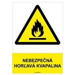 Nebezpečná horľavá kvapalina - bezpečnostná tabuľka, plast 2 mm - A4