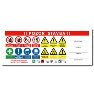 POZOR STAVBA 2 SK bezpečnostný banner - 200x80 cm