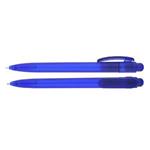 Transparentné plastové guľôčkové pero Marco - modrá tmavá
