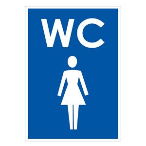WC ženy, modrá, plast 1mm,105x148mm