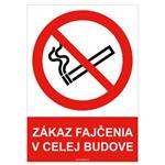Zákaz fajčenia v celej budove- bezpečnostná tabuľka , plast A5, 0,5 mm