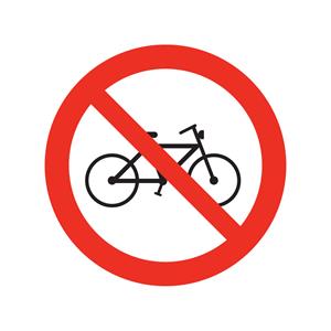 Zákaz jazdy na bicykli - SYMBOL, samolepka 100x100