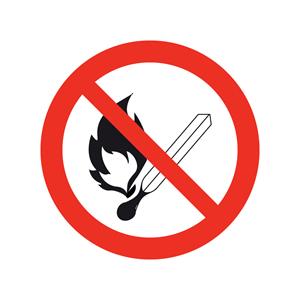 Zákaz vstupu s otvoreným ohňom - SYMBOL, samolepka 100x100