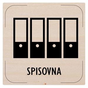 Ceduľka na dvere - Spisovňa - piktogram, drevená tabuľka, 80 x 80 mm