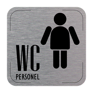 Ceduľka na dvere - WC personál muži, hliníková tabuľka, 80 x 80 mm