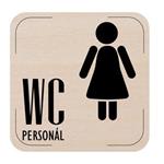 Ceduľka na dvere - WC personál ženy, drevená tabuľka, 80 x 80 mm