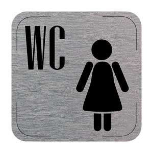 Ceduľka na dvere - WC ženy, hliníková tabuľka, 80 x 80 mm