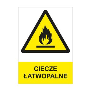 CIECZE ŁATWOPALNE - znak BHP, płyta PVC A4, 2 mm