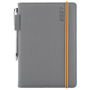 Diár AMOS denný A5 2027 český - sivá/oranžová gumička