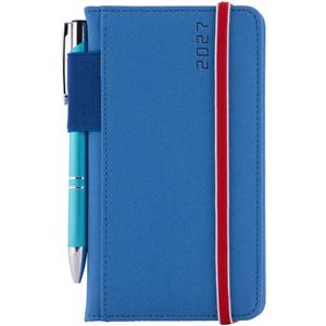 Diár AMOS týždenný vreckový 2027 český - modrá/červená gumička