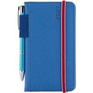 Diár AMOS týždenný vreckový 2027 polský - modrá/červená gumička