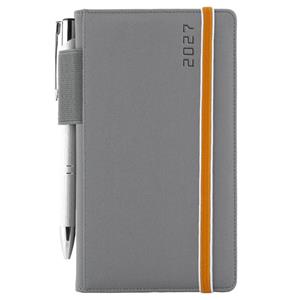 Diár AMOS týždenný vreckový 2027 slovenský - sivá/oranžová gumička