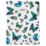 Diár DESIGN denný A4 2024 - Motýle modré