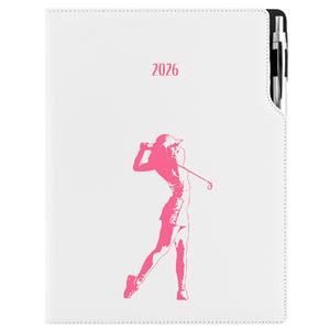 Diár DESIGN denný A4 2026 český - biela - Golf žena