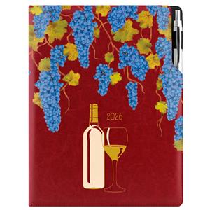 Diár DESIGN denný A4 2026 český - bordová - Víno