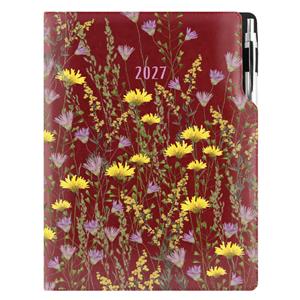 Diár DESIGN denný A4 2027 - bordová - Lúka