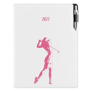 Diár DESIGN denný A4 2027 český - biela - Golf žena