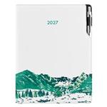 Diár DESIGN denný A4 2027 český - biela - hory