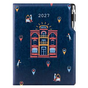 Diár DESIGN denný A4 2027 český - modrá - Hotel