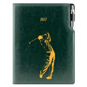 Diár DESIGN denný A4 2027 český - zelená - Golf muž