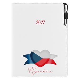 Diár DESIGN denný A4 2027 poľský - biela - Česko - vlajka