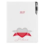 Diár DESIGN denný A4 2027 poľský - biela - Poľsko - vlajka