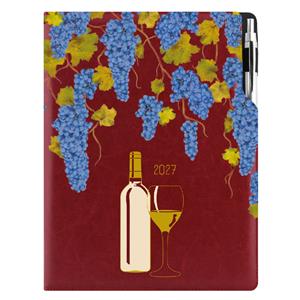 Diár DESIGN denný A4 2027 polský - bordová - Víno