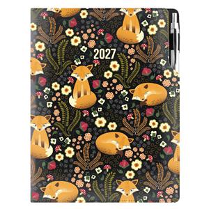 Diár DESIGN denný A4 2027 poľský - černý - Líška