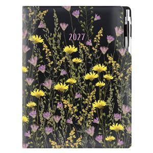Diár DESIGN denný A4 2027 poľský - čierna - lúka
