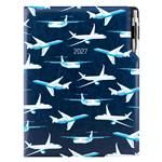 Diár DESIGN denný A4 2027 polský - modrá - lietadlá