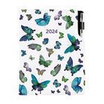 Diár DESIGN denný A5 2024 český - Motýle modré