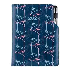 Diár DESIGN denný A5 2027 český - modrá - Flamingo
