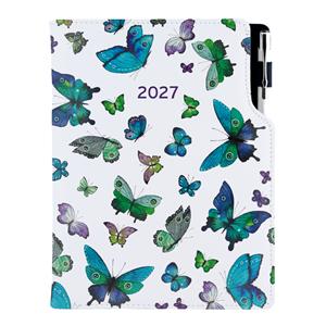 Diár DESIGN denný A5 2027 český - Motýle modré