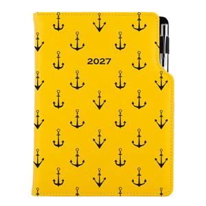 Diár DESIGN denný B5 2027 poľský - žltá - námorník - kotvy