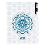 Diár DESIGN denný B6 2025 - Mandala modrá
