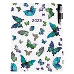 Diár DESIGN denný B6 2025 - Motýle modré