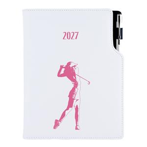 Diár DESIGN denný B6 2027 český - biela - Golf žena