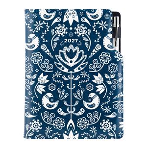 Diár DESIGN denný B6 2027 - modrá - Folk