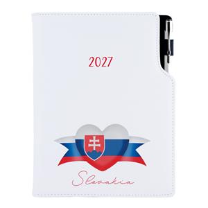Diár DESIGN denný B6 2027 poľský - biela - Slovensko - vlajka