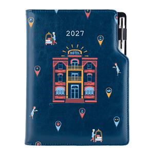 Diár DESIGN denný B6 2027 polský - modrá - Hotel