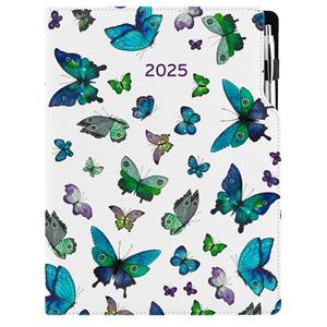 Diár DESIGN týždenný A4 2025 - Motýle modré